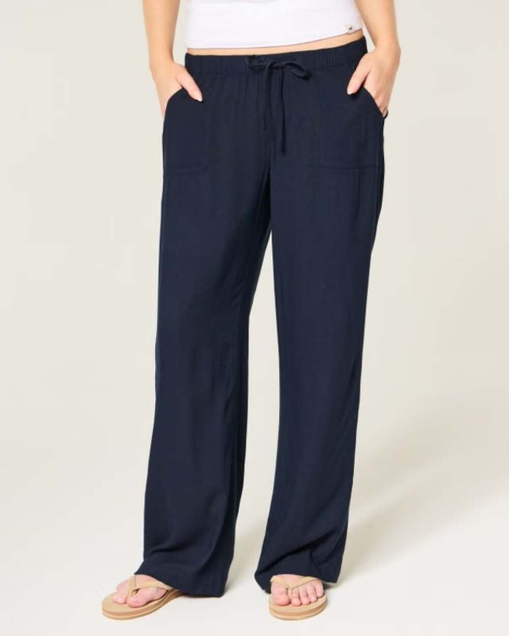 NWT Hollister Pull On Slub Pant in Navy Blue size L Long